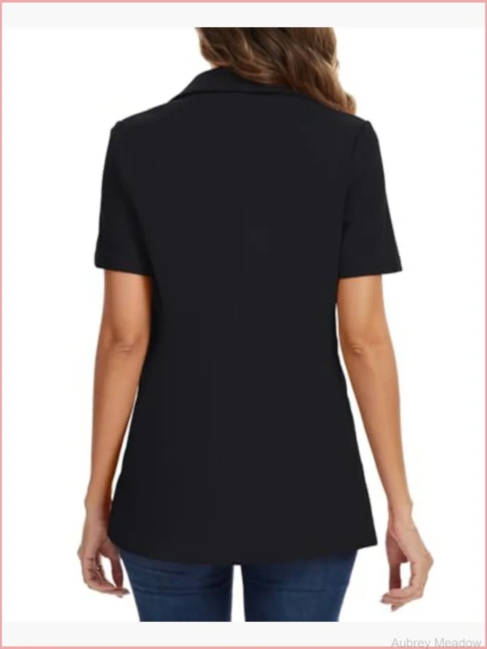 Short Sleeve Blazer Business Casual Notched Lapel Button Front Jacket Work